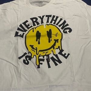 White Graphic T-Shirt with Yellow Smiley